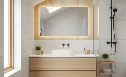 Illuminated bathroom mirror 60x80/80x60 cm with neutral light color 4500K