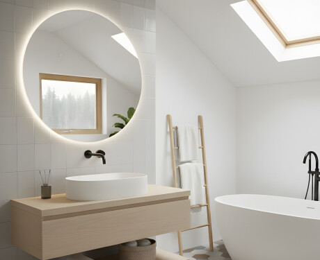 Round illuminated bathroom mirror 60 cm with neutral light color 4500K