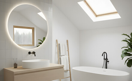 Round illuminated bathroom mirror 60 cm with neutral light color 4500K