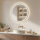 Round LED-lit mirror in a black aluminum frame #1