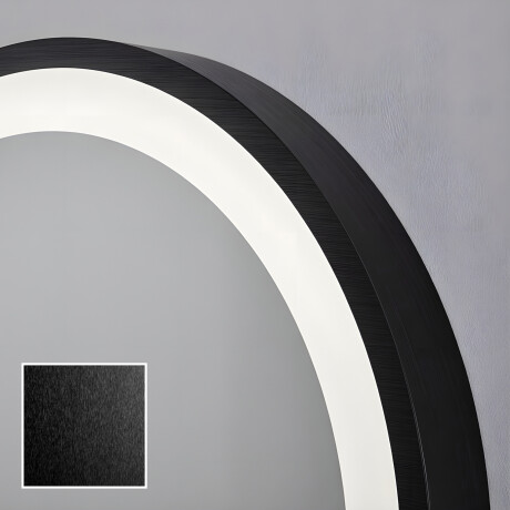 Round LED-lit mirror in a black aluminum frame #2