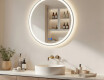 Round LED-backlit mirror - 60/80 cm in a silver aluminum frame