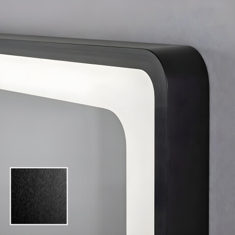 Rounded mirror with LED backlighting in a black aluminum frame #2