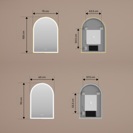 Irregular mirror with LED backlighting in a black aluminum frame #3