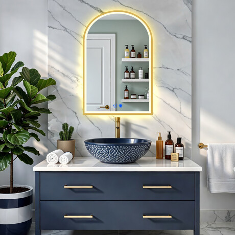 Irregular LED mirror in a gold aluminum frame #4