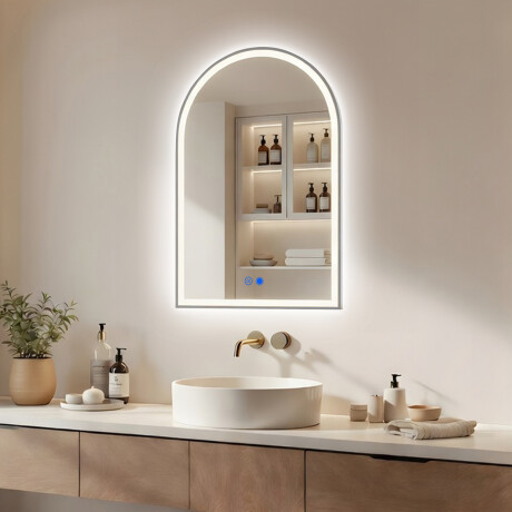 Irregular LED-backlit mirror – 60x90/70x100 cm in a silver aluminum frame #1