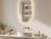 Oval LED mirror in a gold aluminum frame