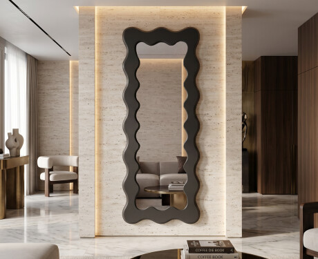 Decorative wavy mirror with a lacquered FLOW MDF frame