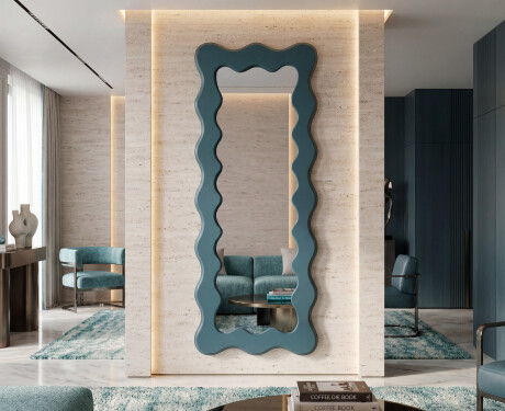 Decorative wavy mirror with a lacquered FLOW MDF frame #8