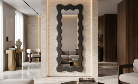 Decorative wavy mirror with a lacquered FLOW MDF frame