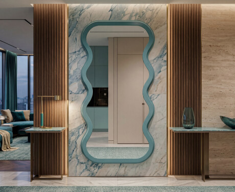 Mirror with an irregular outline in a lacquered HORIZON MDF frame