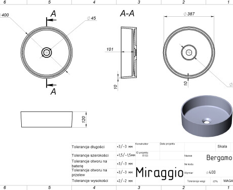 Doirteal cithfholcadáin BERGAMO MATT