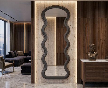 Wavy-shaped mirror in a lacquered UNDULA MDF frame #5