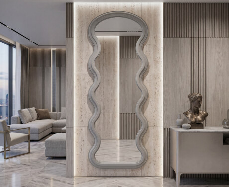 Wavy-shaped mirror in a lacquered UNDULA MDF frame #7