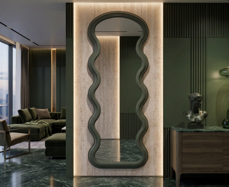 Wavy-shaped mirror in a lacquered UNDULA MDF frame #8