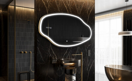 Wall asymmetrical mirror with lights LED O222