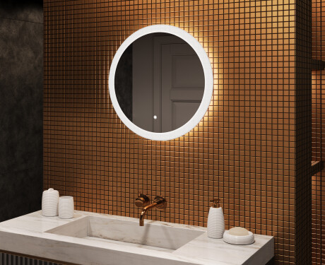 Round bathroom mirror with LED light  with Dual color, Touch Switch