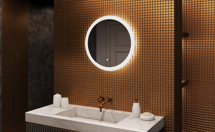 Round bathroom mirror with LED light  with Dual color, Touch Switch