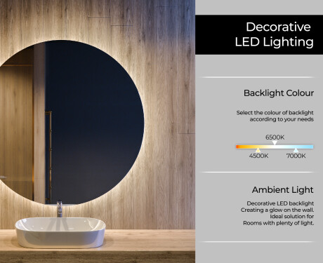 Round Backlit LED Bathroom Mirror L82 #3
