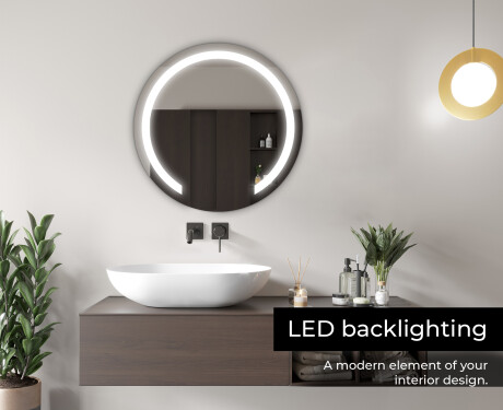 Round Backlit LED Bathroom Mirror L96 #5