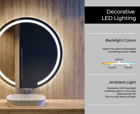 Round Backlit LED Bathroom Mirror L96 #4