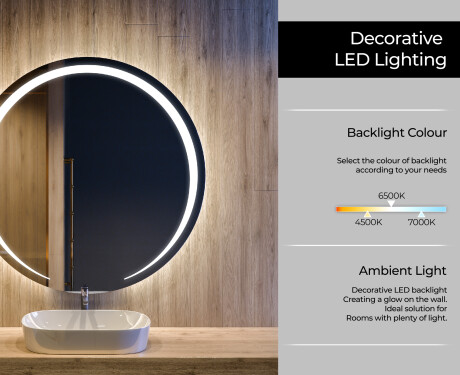 Round Backlit LED Bathroom Mirror L98 #4