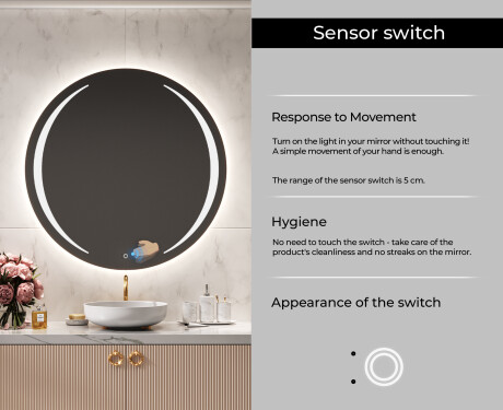 Round Backlit LED Bathroom Mirror L99 #6