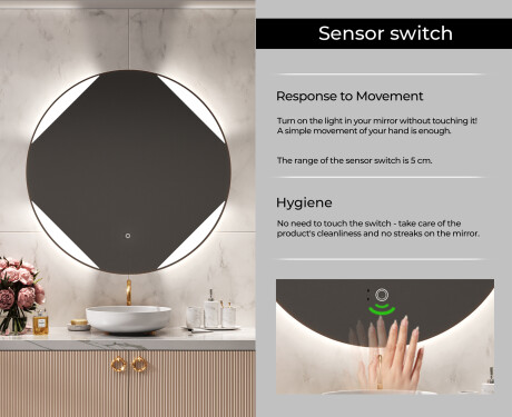 Round Backlit LED Bathroom Mirror L114 #6