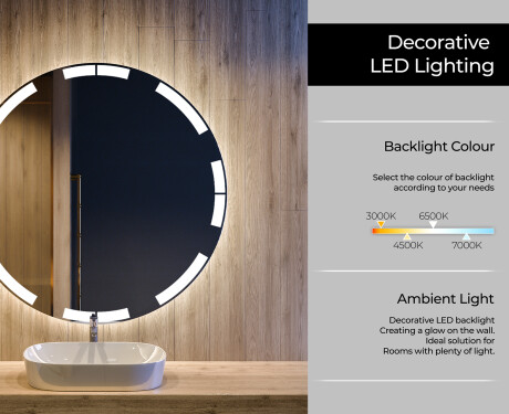 Round Backlit LED Bathroom Mirror L120 #4