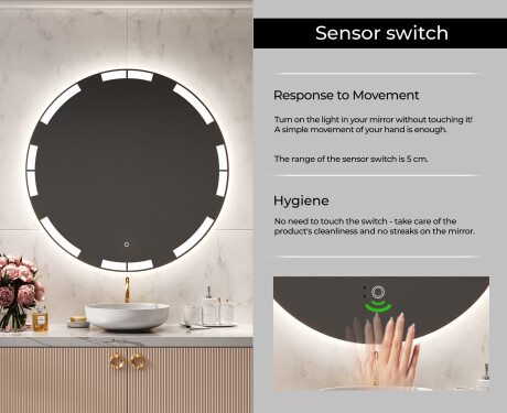 Round Backlit LED Bathroom Mirror L120 #6