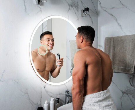 Battery operated round Illuminated bathroom wall mirrors L76 #6