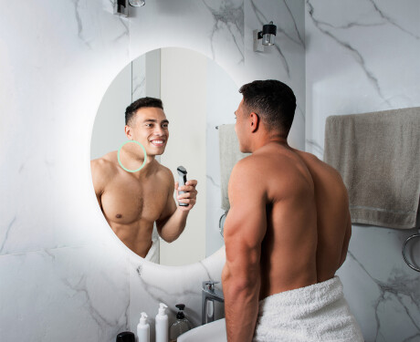 Battery operated bathroom round mirror with lights L82 #6