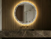 Battery operated round Illuminated bathroom wall mirrors L115