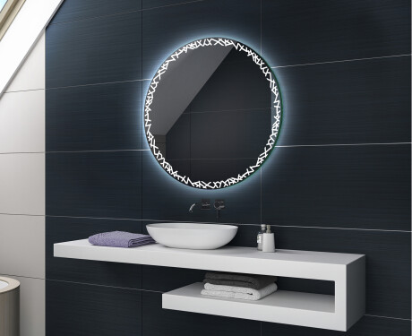 Battery operated round Illuminated bathroom wall mirrors L115 #4