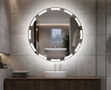 Battery operated bathroom round mirror with lights L117
