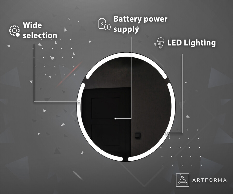Round bathroom mirror with shop lights battery operated