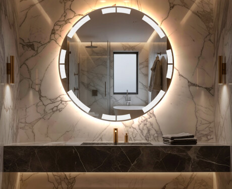 Battery operated round Illuminated bathroom wall mirrors L120