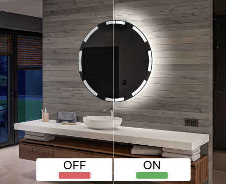 Battery operated round Illuminated bathroom wall mirrors L120 #3