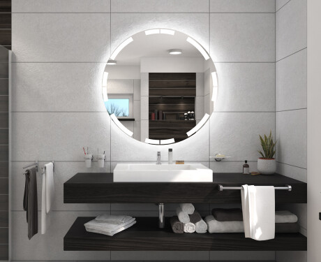 Battery operated round Illuminated bathroom wall mirrors L120 #5