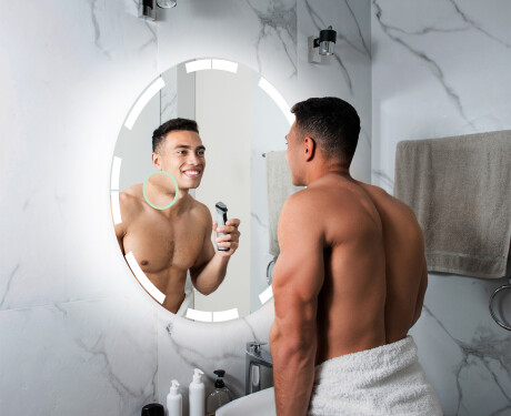 Battery operated round Illuminated bathroom wall mirrors L120 #6