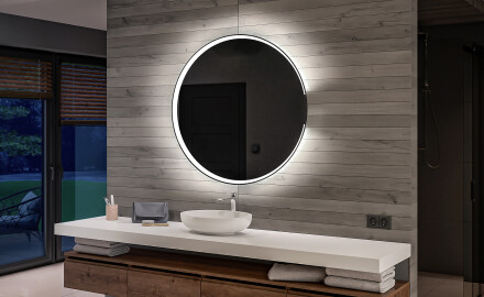 Battery operated round Illuminated bathroom wall mirrors L123