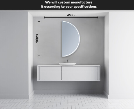 Semi-Circular Mirror with LED illumination A223 #4