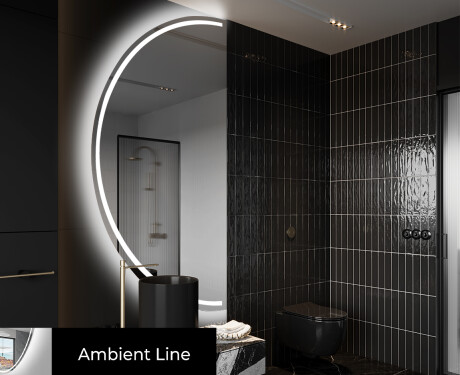 Semi-Circular Mirror with LED illumination D223