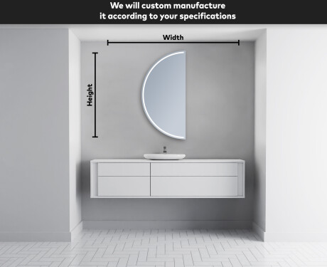 Semi-Circular Mirror with LED illumination D223 #4