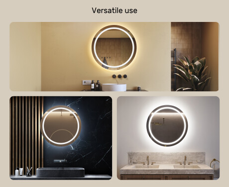 Round Backlit LED Bathroom Mirror 80cm with cool LED color 7000K, warm color 3000K, or neutral color 4500K #2