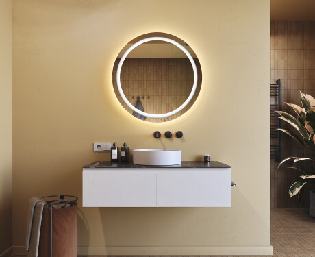 Round Backlit LED Bathroom Mirror 80cm with cool LED color 7000K, warm color 3000K, or neutral color 4500K #8