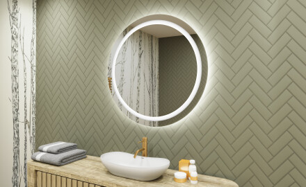 Round Backlit LED Bathroom Mirror 80cm with cool LED color 7000K, warm color 3000K, or neutral color 4500K