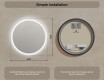 Round Backlit LED Bathroom Mirror 60cm with cool LED color 7000K, warm color 3000K, or neutral color 4500K #7