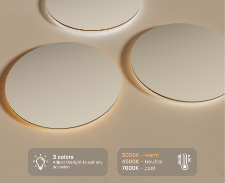 Round Backlit LED Bathroom Mirror 80cm with cool LED color 7000K, warm color 3000K, or neutral color 4500K #3
