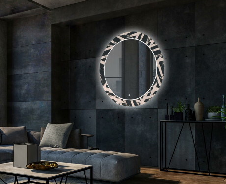 Round Backlit Decorative Mirror LED For The Living Room - Lines #2
